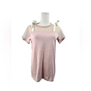 RED Valentino Pink Short Sleeve Tie-Shoulder Tee